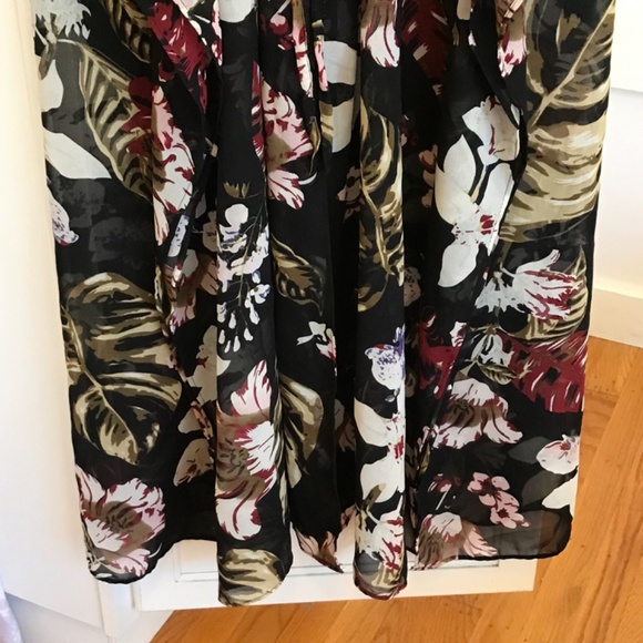 WALTER BAKER Kimono Cardigan Caftan Tulum Black Floral Tropical One Size Large - Picture 6 of 16